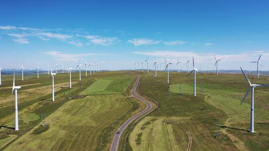 航拍新能源风力发电场