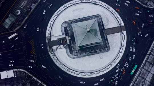 西安钟楼雪景视频素材模板下载