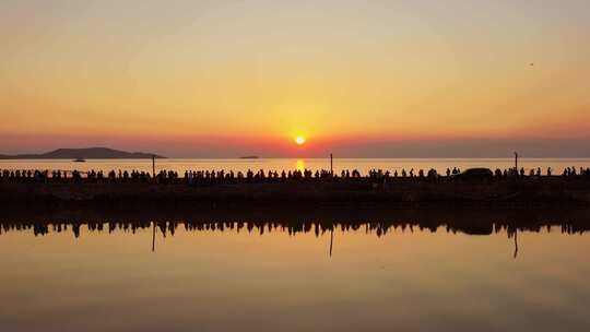 苏州太湖横山岛日落航拍视频素材模板下载