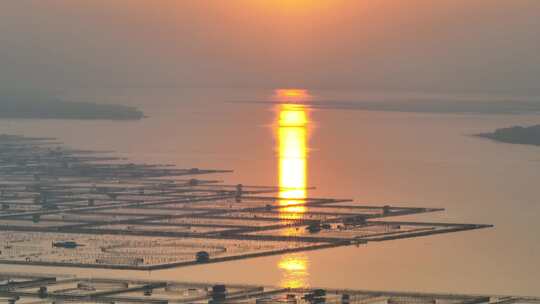 4K航拍阳澄湖夕阳日落