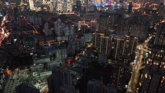 上海虹口区夜景航拍视频素材模板下载