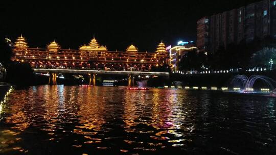 湖北省恩施州4A景区宣恩县侗族风雨桥夜景