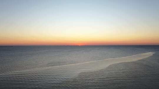 日出 海边 航拍 大海 早晨 太阳