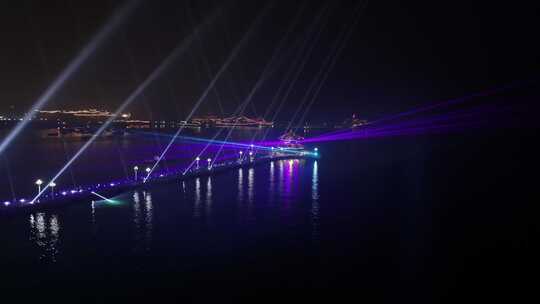 青岛栈桥激光秀航拍灯光秀