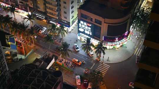 海南三亚城市夜景大东海航拍