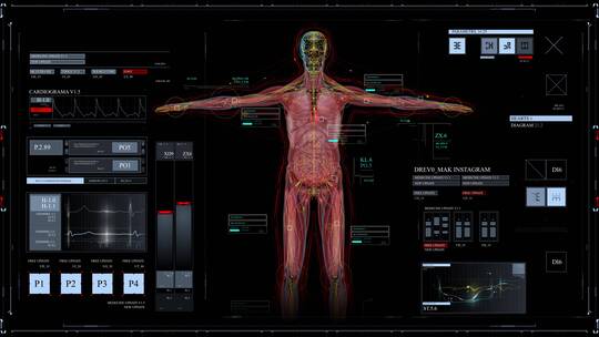 科幻科技医疗人体扫描血管神经骨骼