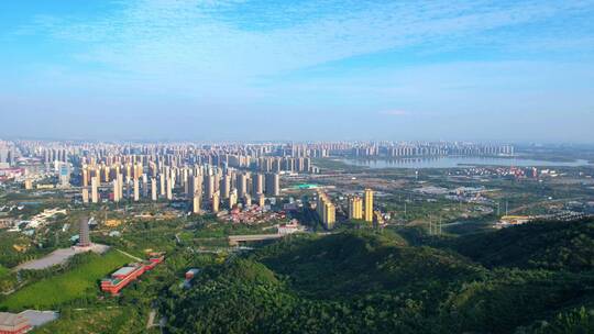 航拍夕阳下太原全景延时视频素材模板下载