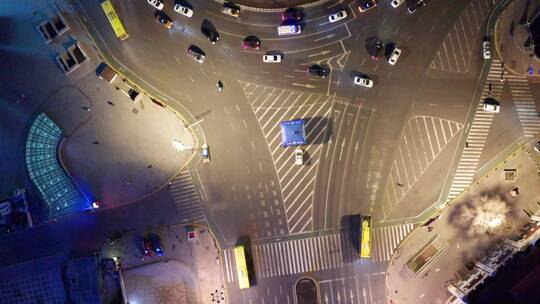 哈尔滨城市道路夜景航拍