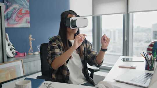 VR，耳机，办公室，女人