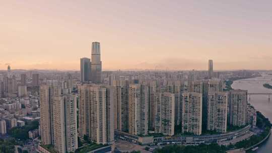 柳州金沙角滨水城市天际线航拍