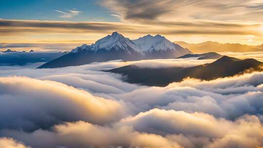 雪山云海日出全景