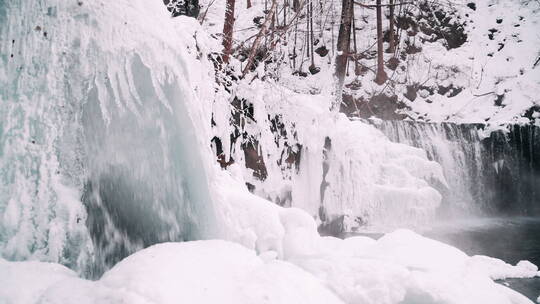 冬季吉林通化吊水壶瀑布升格风景拍摄视频素材模板下载