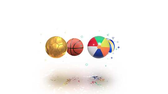 足球、篮球、手球和海球的运动动画。运动球