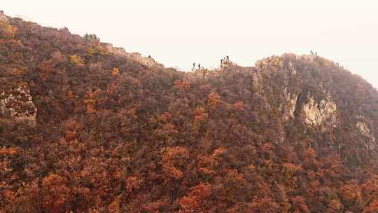 北京秋天司马台长城群山红叶大气航拍宣传片