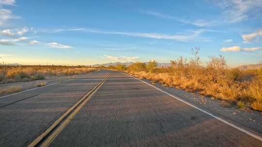 视点——在亚利桑那州索诺兰沙漠的柏油路上视频素材模板下载