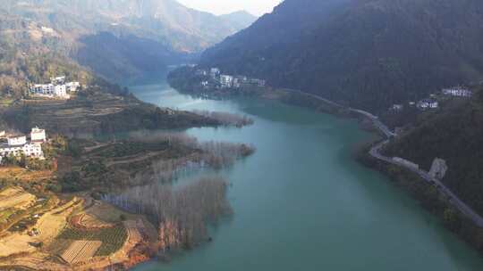 长江支流湖北恩施清江段风景风光航拍