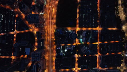 俯拍清晨城市道路交通路网视频素材模板下载
