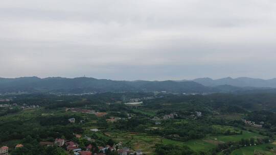 航拍丘陵山川地貌暴雨来临乌云密布