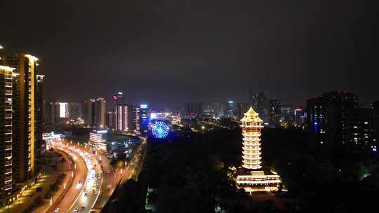 航拍四川成都城市夜景