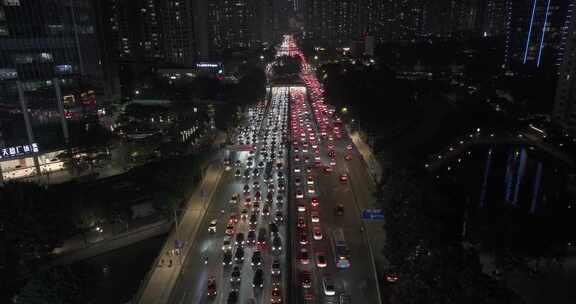 航拍城市夜景车流