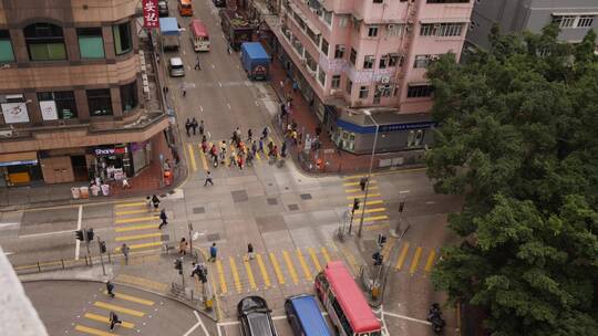 无人机航拍香港十字路口