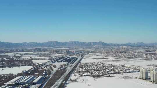 航拍雪景 冬至节气 冬天雪景  冬季