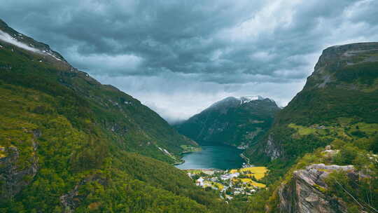 挪威盖朗格峡湾视频素材模板下载