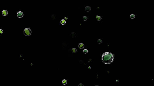 泡泡绿叶飞舞特效带通道视频素材模板下载