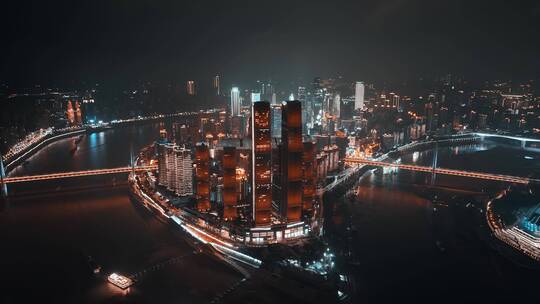 4K重庆来福士夜景航拍