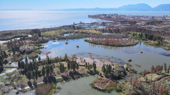 航拍昆明海东湿地公园