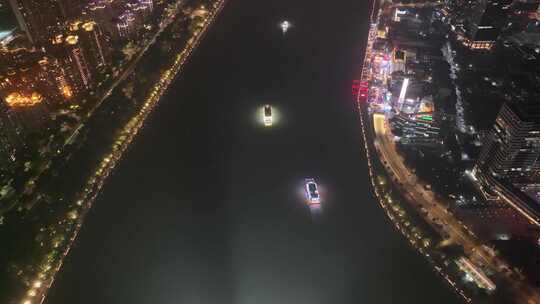 广州海珠区阅江西路猎德大桥珠江夜晚夜景航