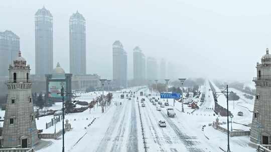 【合集】航拍雪天哈尔滨友谊西路