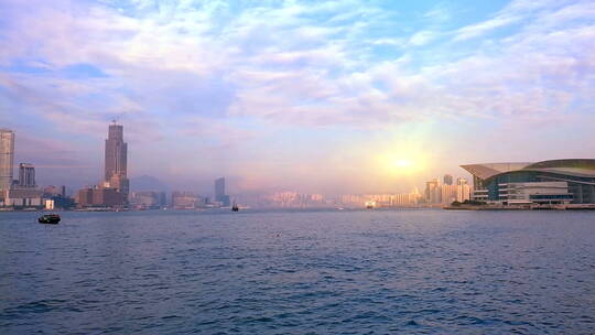 香港维多利亚港湾夕阳