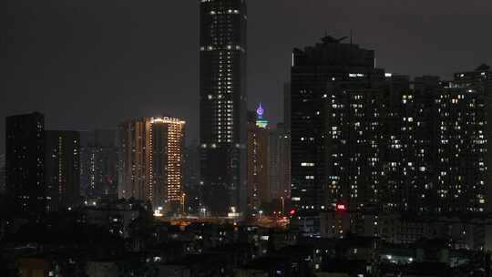 深圳罗湖区夜景航拍