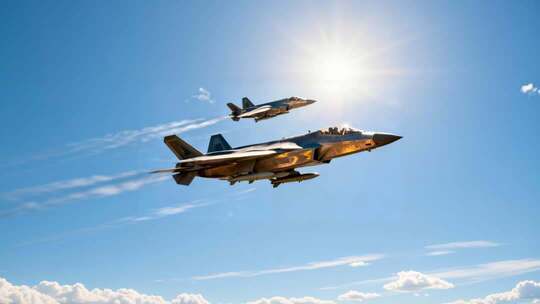 双战斗机空中飞行画面