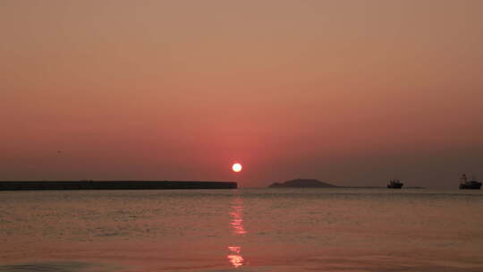 海上夕阳落下延时