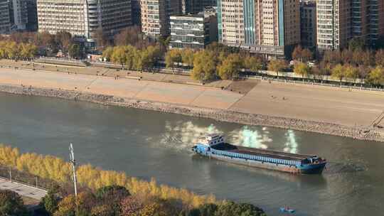 武汉琴台汉江湾月湖风景区建筑地标航运轮船