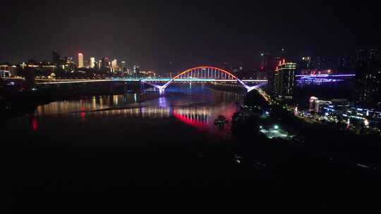 重庆夜景城市交通建筑航拍