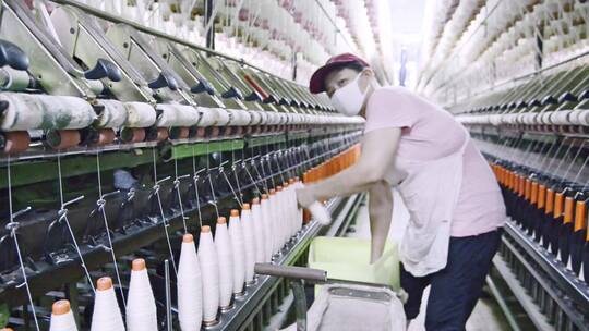 现代高端纺织纺纱工厂合集视频素材模板下载