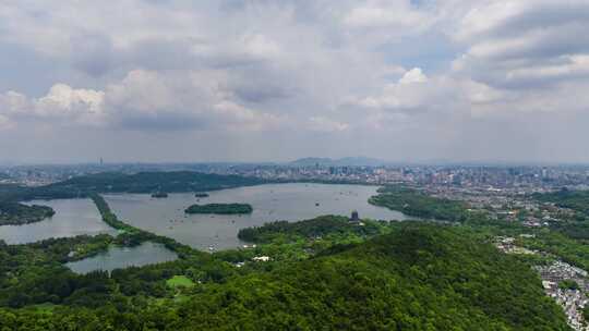 杭州西湖航拍大景延时