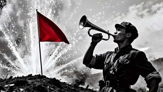 战火硝烟 冲锋号 保卫战争