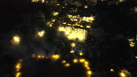 世博文化公园 夜景 人造瀑布夜景 人造景