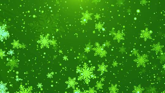 绿色圣诞节雪花上升背景
