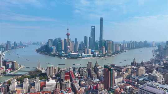 上海外滩陆家嘴航拍延时城市地标风景风光