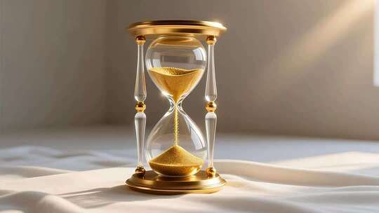 璀璨光芒下的时间金色沙漏流逝光阴4K