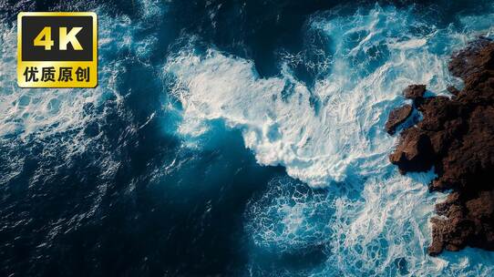 航拍大海海浪拍打沙滩大海浪花海岸海边潮汐