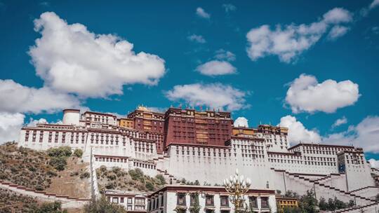 西藏拉萨布达拉宫白天4K延时摄影视频