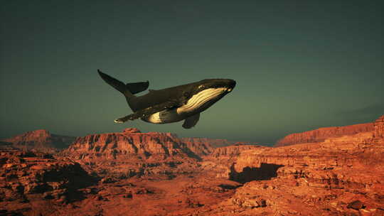 一只大鲸鱼漂浮在空中
