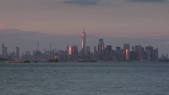 纽约城市远景日转夜延时摄影视频素材模板下载