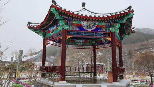 古风四合院雪景视频素材模板下载